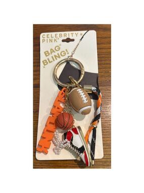 Women's Celebrity Pink One Size Sports Bag Bling Keychain Orange Black